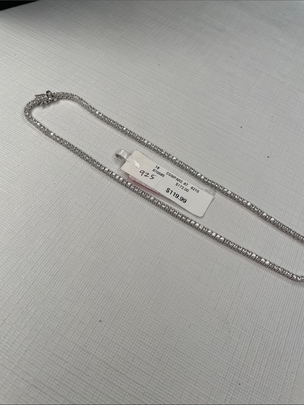 925 Sterling Silver CZ Choker Tennis Necklace Length 15” - Picture 11 of 11
